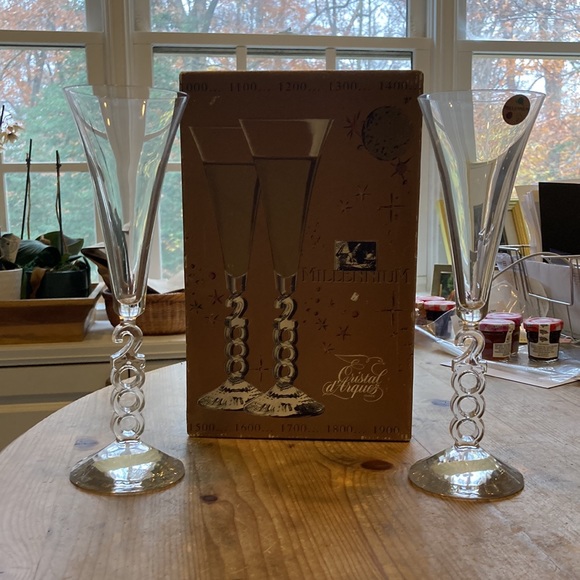 Cristal d’Arques Millennium Crystal Champagne Flutes. NEW, Original box! - Picture 2 of 8